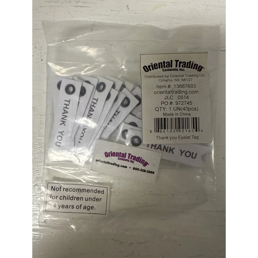 Thank You Eyelet Tags White Craft Embellishments 40 Pcs wedding Party‎ Favor